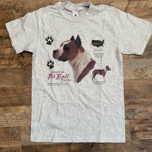 Vintage Pit Bull 90s print screen gray tee small